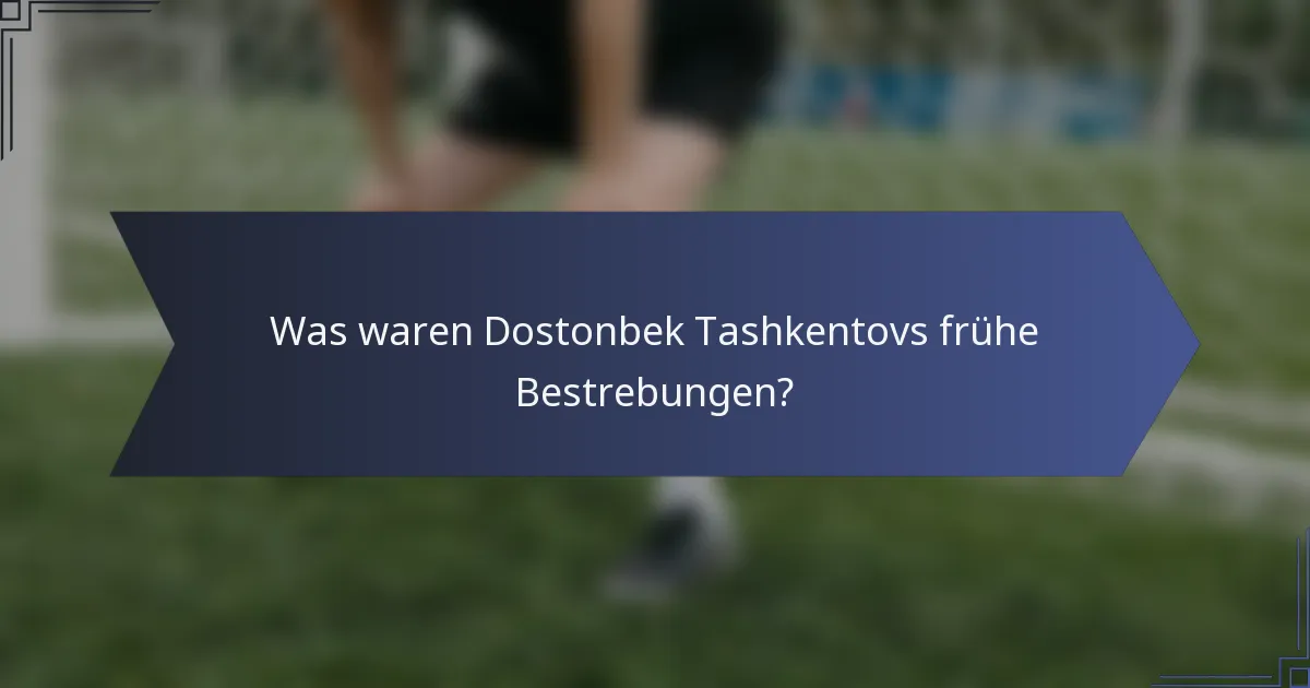 Was waren Dostonbek Tashkentovs frühe Bestrebungen?